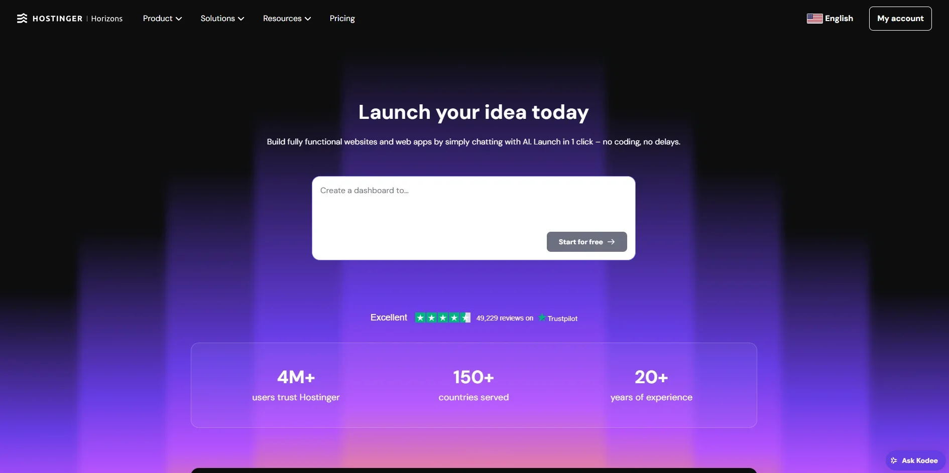 Hostinger Horizons screenshot