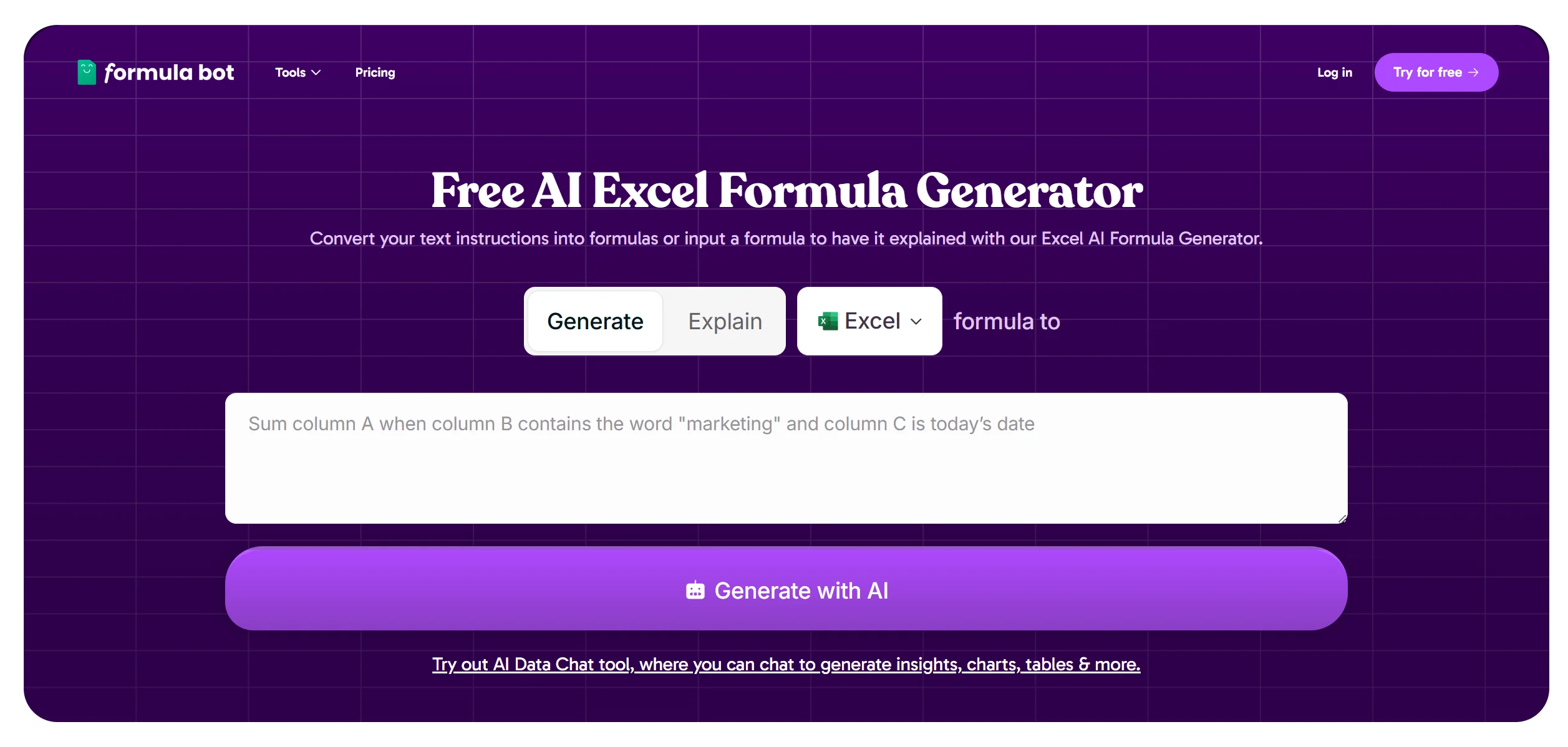 Excel Formula Bot screenshot