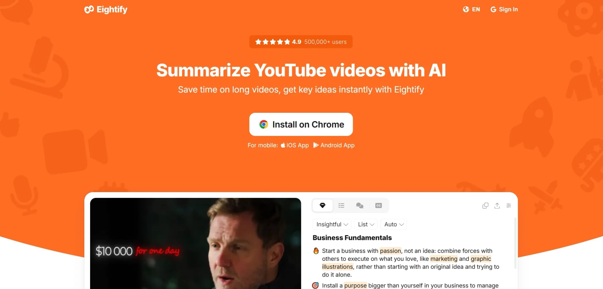 Eightify screenshot