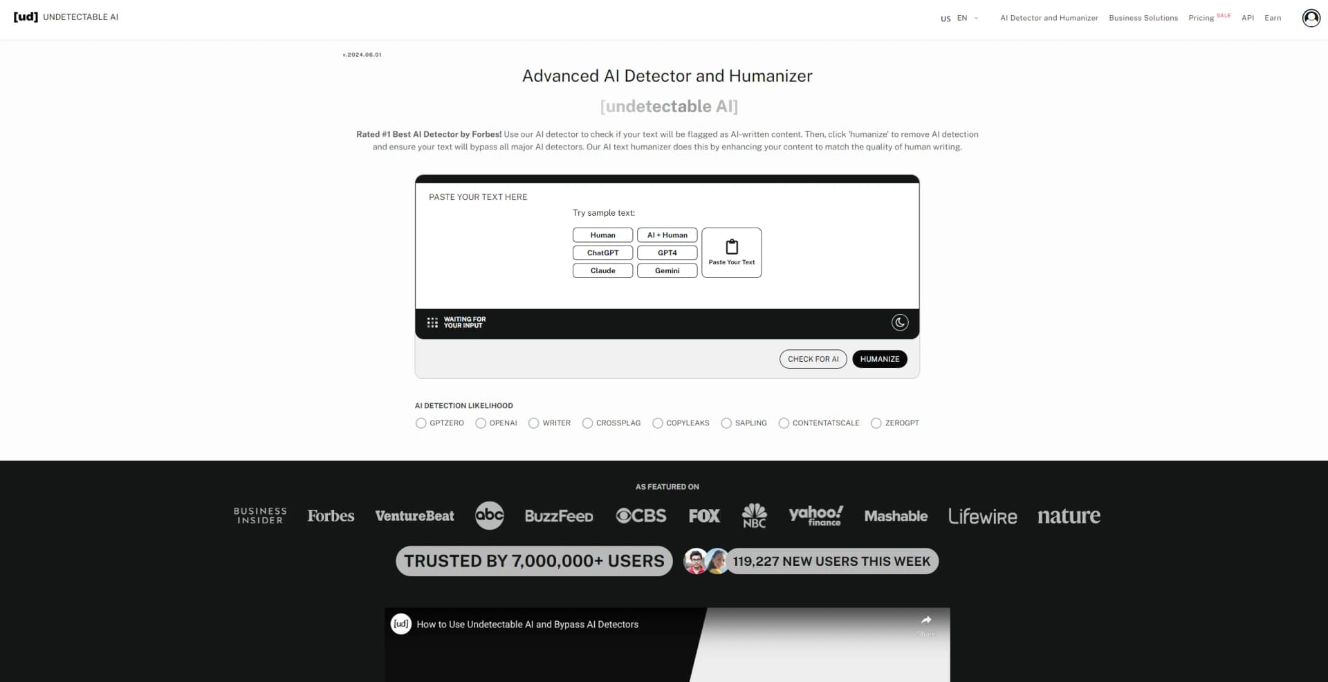 Undetectable AI screenshot