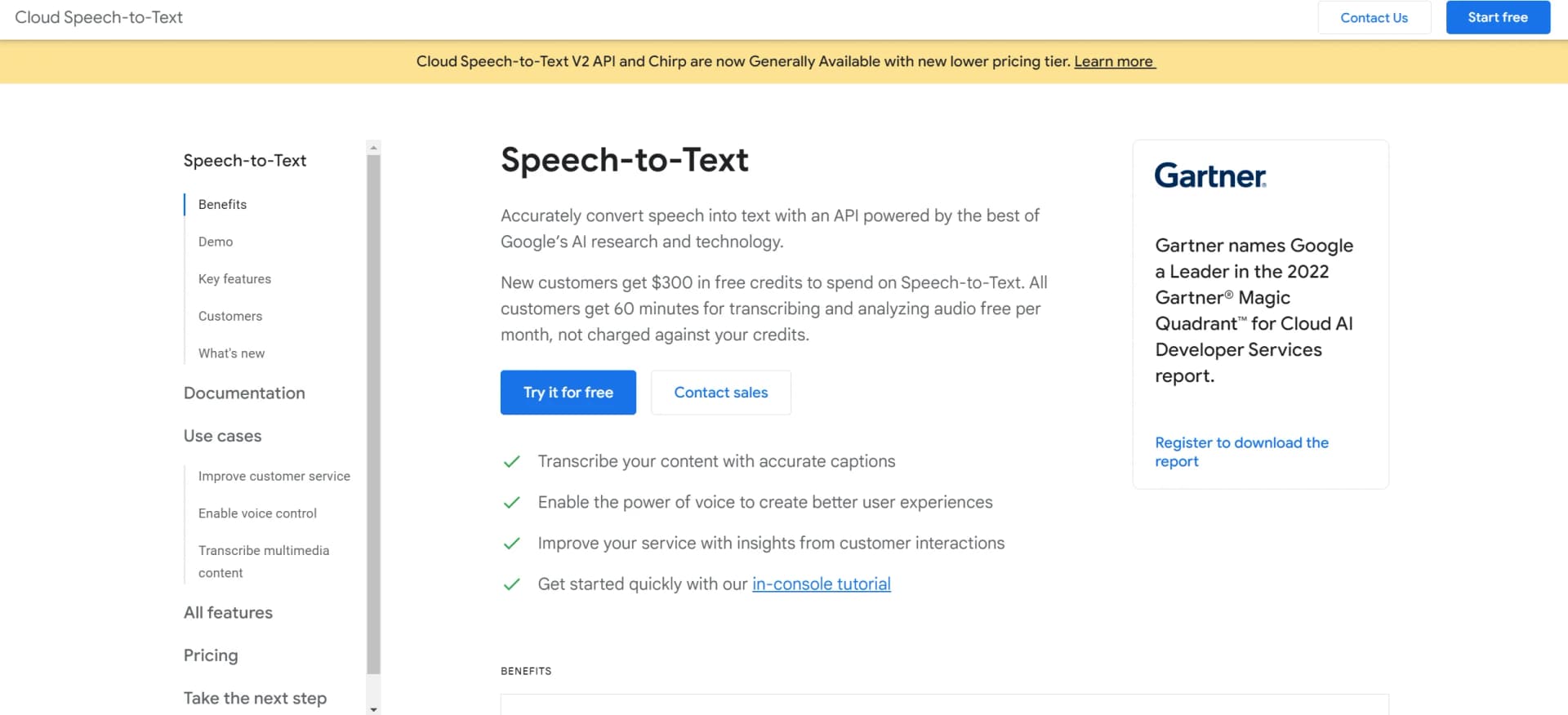 Google Cloud Speech to Text screenshot