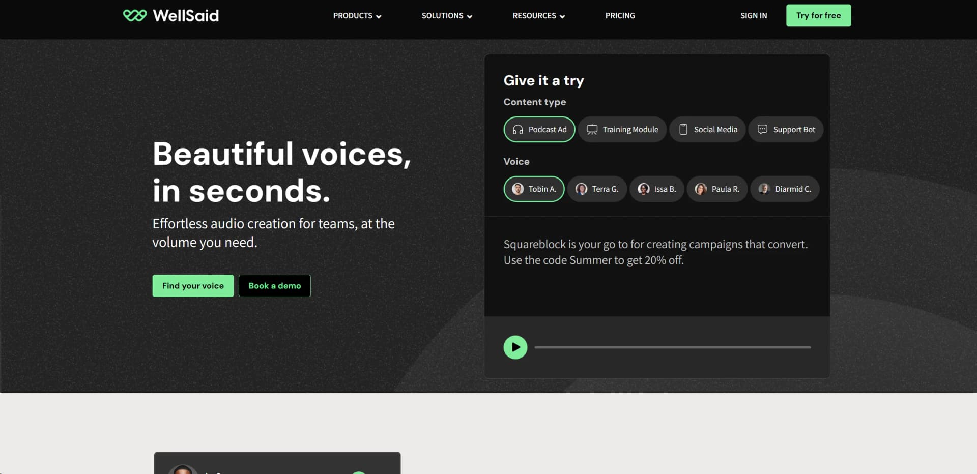 WellSaid screenshot