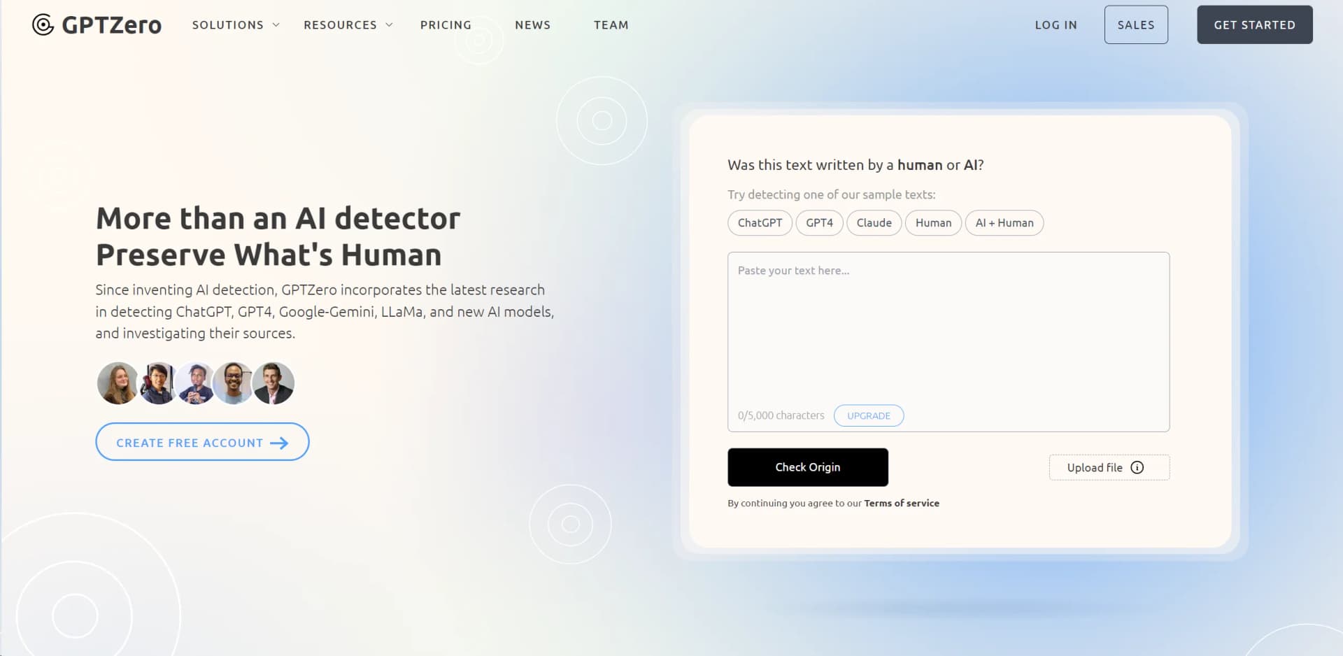 GPTZero screenshot