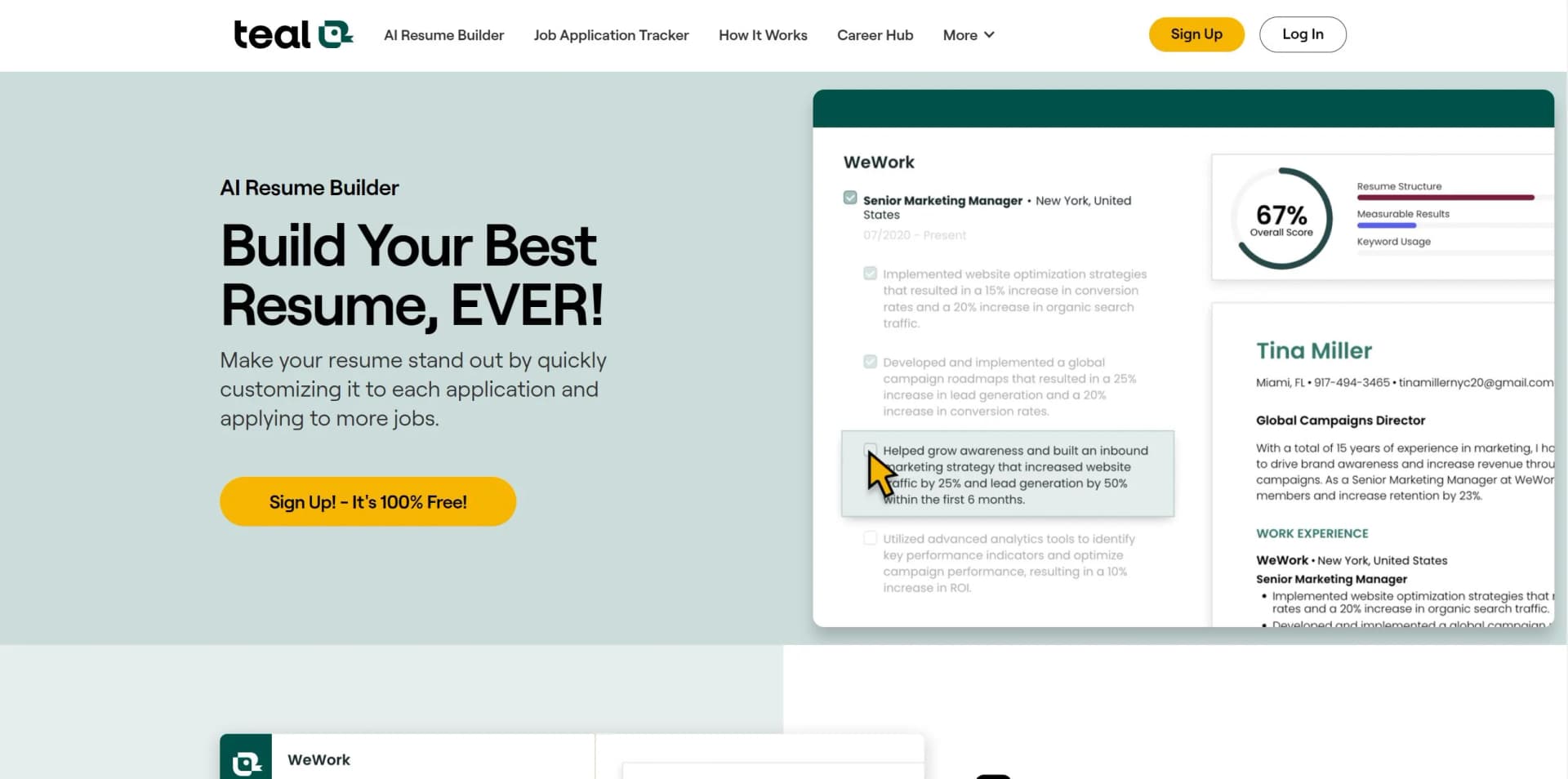 Teal Resume Builder screenshot