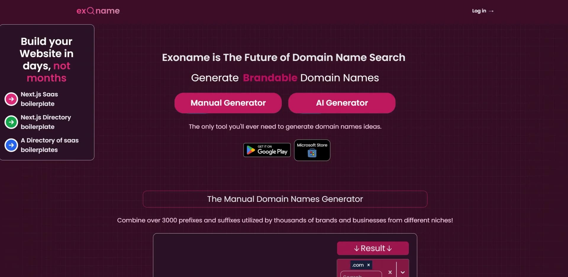 Exoname screenshot