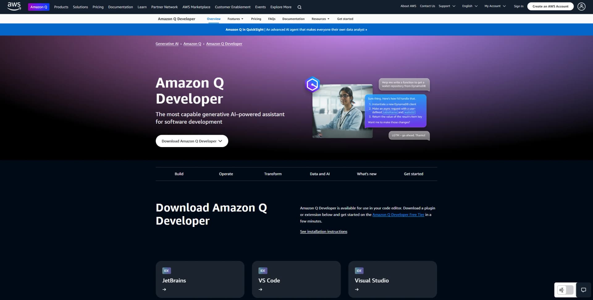 Amazon Q Developer screenshot