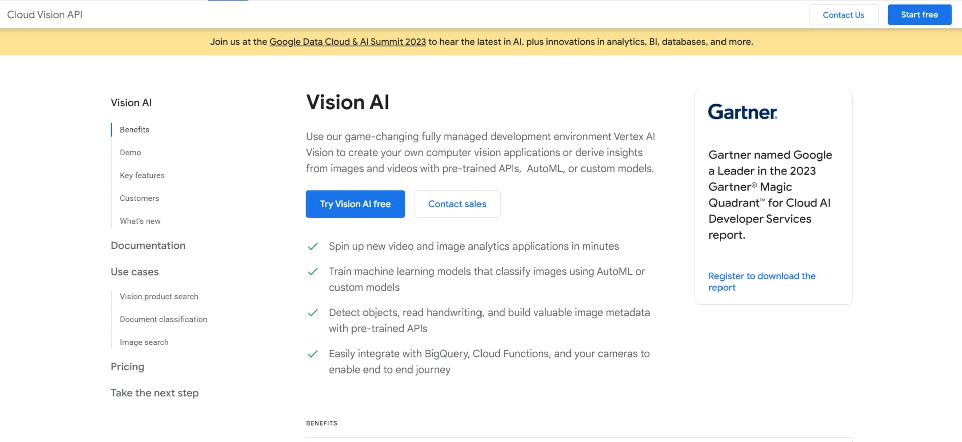 Google Cloud Vision AI screenshot