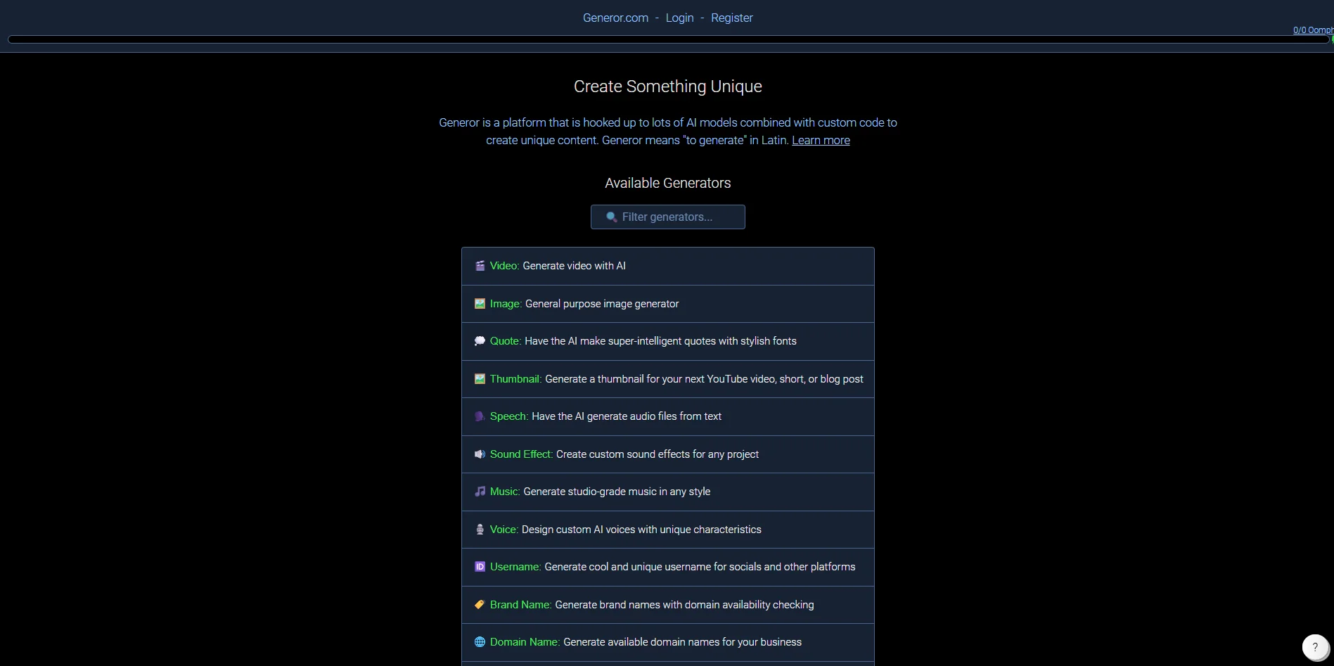 Generor screenshot