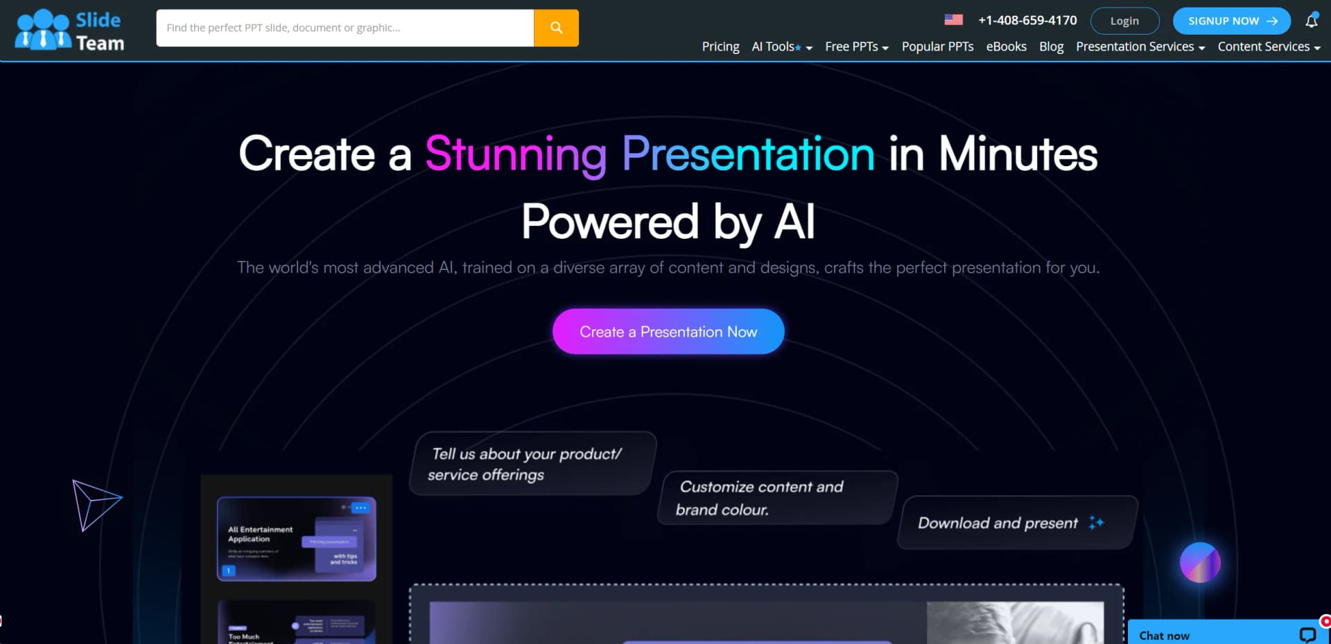SlideTeam AI Presentation Generator screenshot
