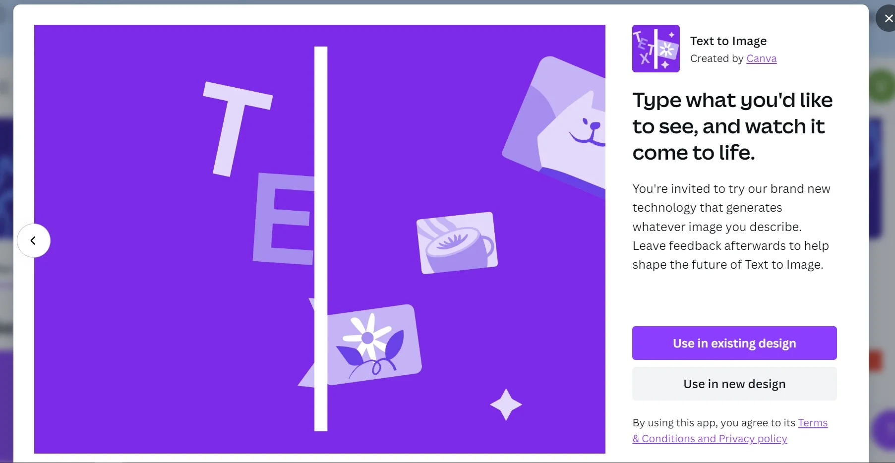 Canva Text to Image screenshot