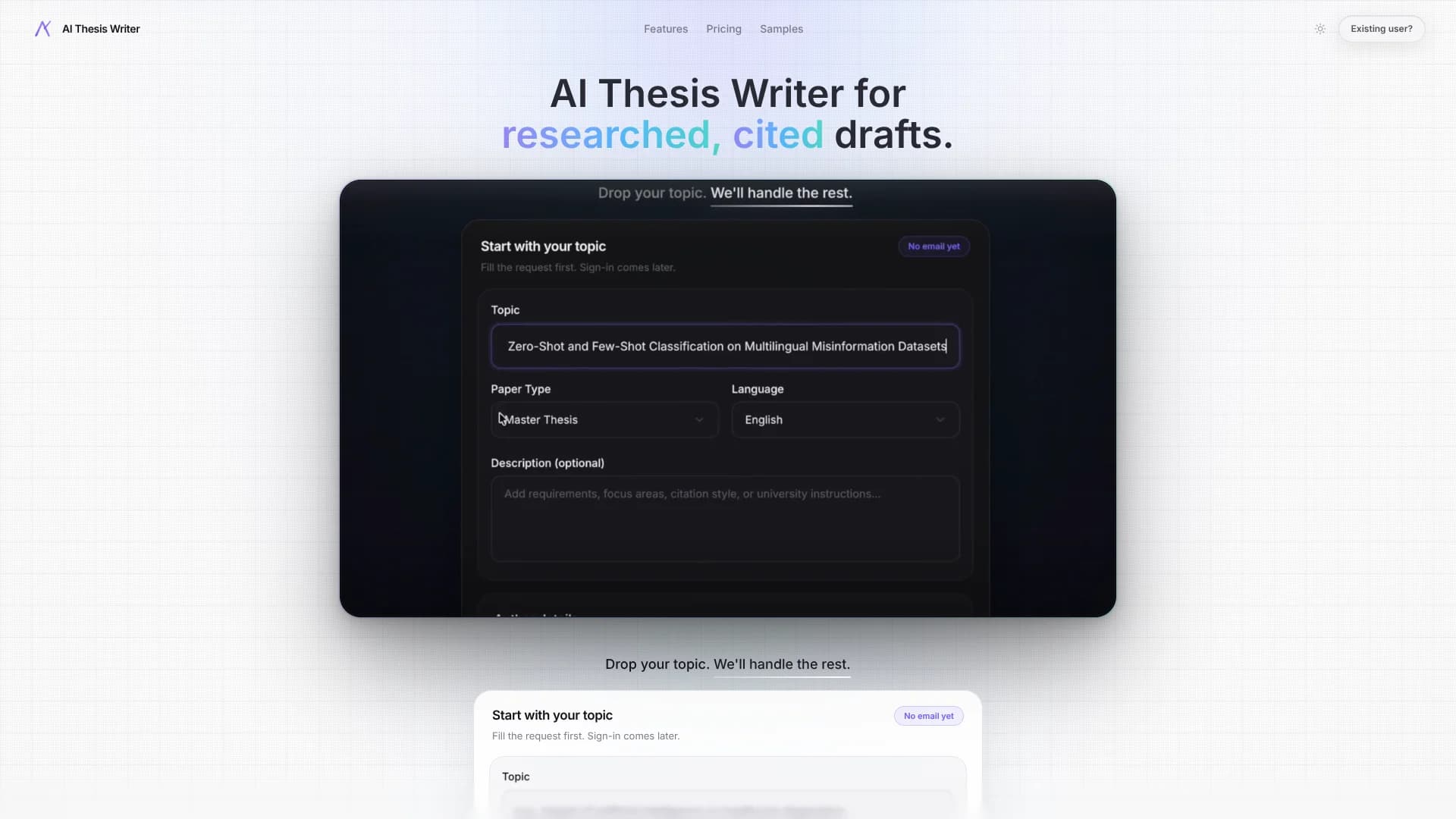 AI Thesis Writer screenshot